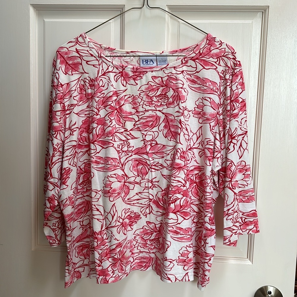 BFA Classics Floral Shirt 3/4 sleeve cotton